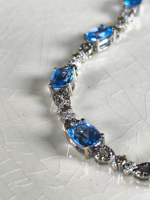 Luksusowa Bransoletka Le Vian z brylantami 2,20ct i topazami / certyfikat