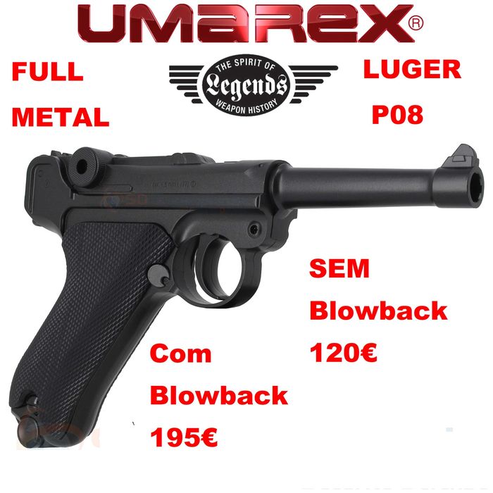 Pistola Pressao de ar CO2 Walther P38 Blowback + Luger P08 Colecção