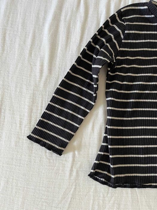 Camisola Zara canelada às riscas azul-marinho com lua, 12-18 meses