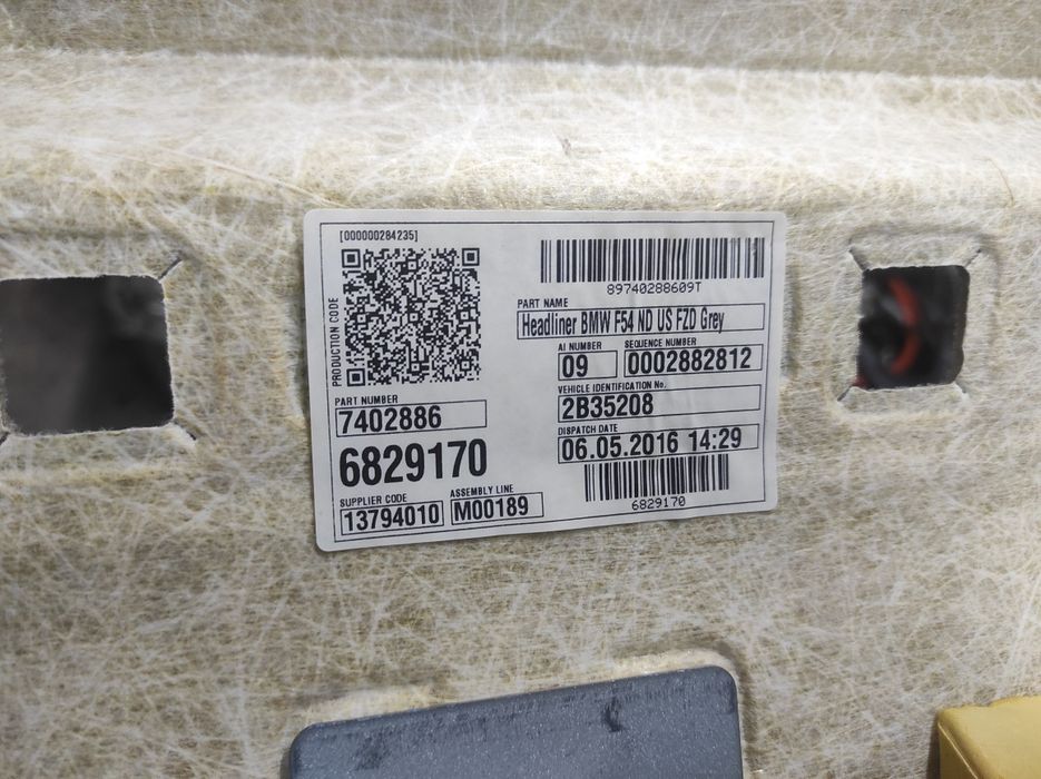 Потолок Стеля Ф54 mini cooper clubman без люка Панорама