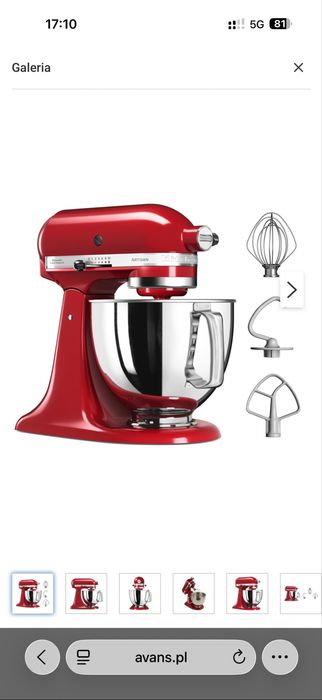 KitchenAid z akcesoriami.