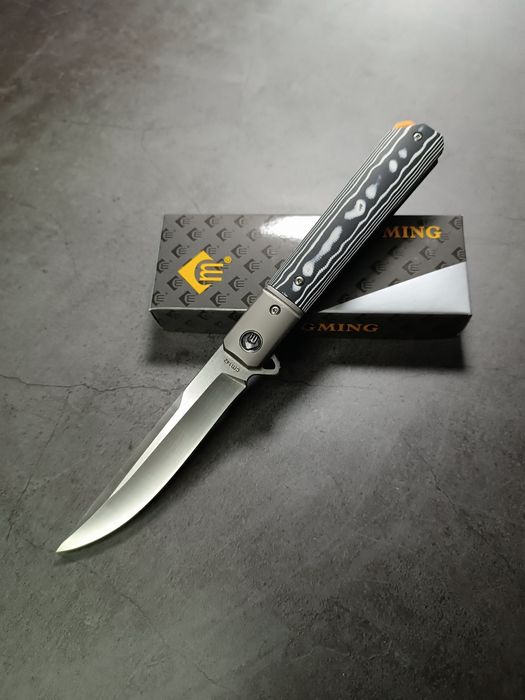 Складной нож СМ-142, D2 "Серая Волна" G10 с оранжевым торцом