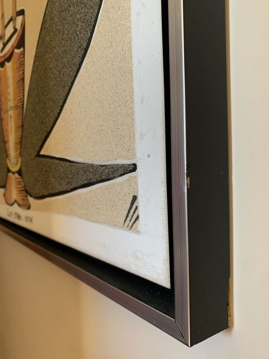 Quadro grande com moldura em preto e inox