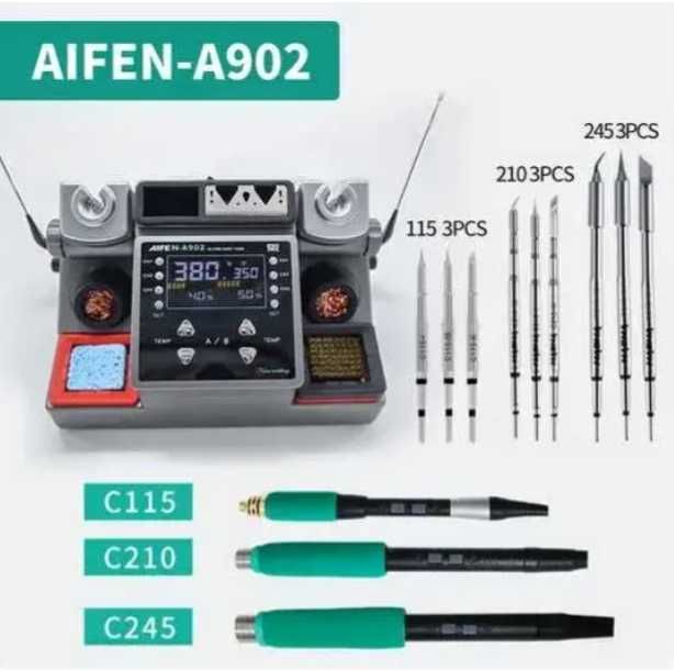 Паяльная станция Aifen A902 C115+C210+C245 9 жал 3 паяльника в наявнос