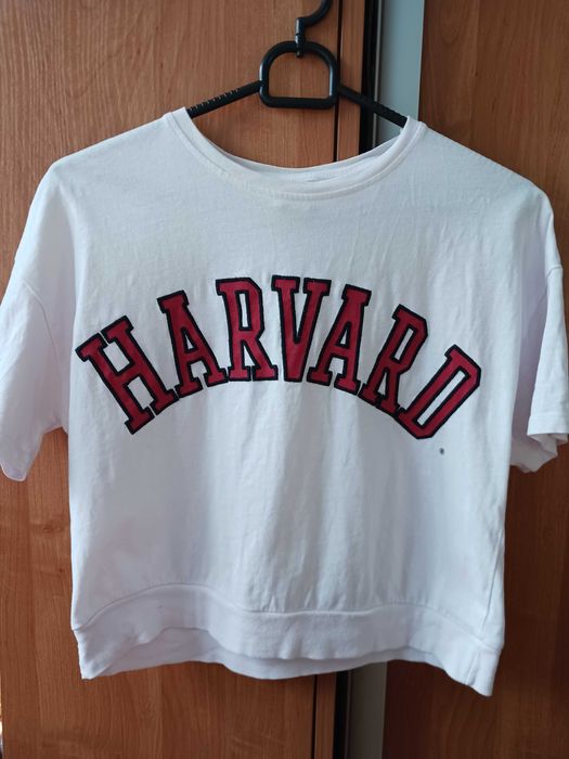 Biała bluzka koszulka t-shirt z napisem Harvard 158/164