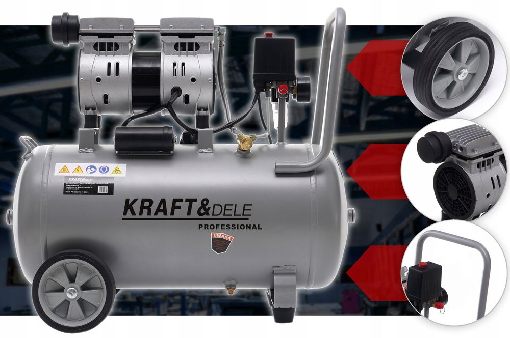 Profesjonalny kompresor bezolejowy kompresor sprężarka 50l 8bar KD1396