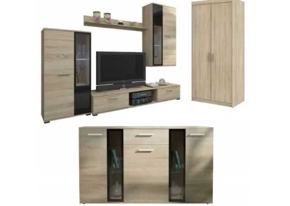 Meblościanka + Komoda + Szafa SALSA meble pokojowe trzy kolory JAR-POL