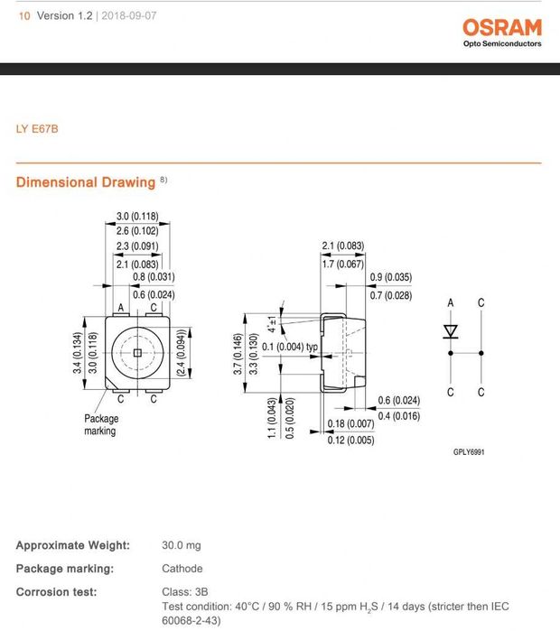 Світлодіоди Червоний RED SMD 3528 PLCC-4 OSRAM стоп-сигнал Авто 100шт