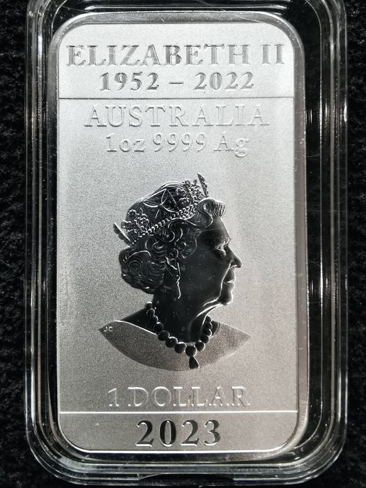 Срібна монета 1 oz Прямокутний дракон 1 долар 2023 Австралія