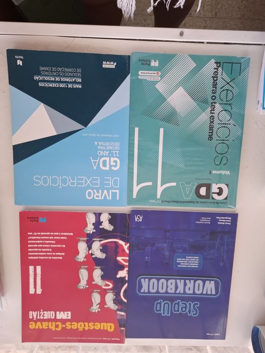 diversos cadernos de atividades e manuais