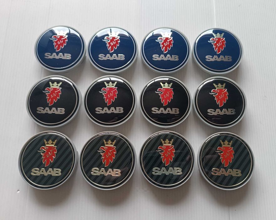 Centros/tampas de jante completos SAAB com 63 mm