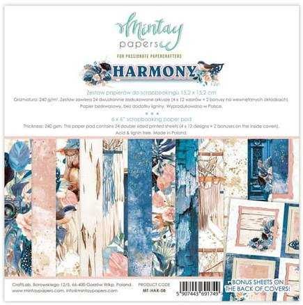 Zestaw papierów do scrapbookingu Mintay 15x15cm - Harmony - NOWY