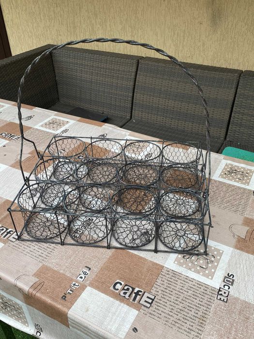 Корзина из витой оцинкованной проволоки (Винтажная)