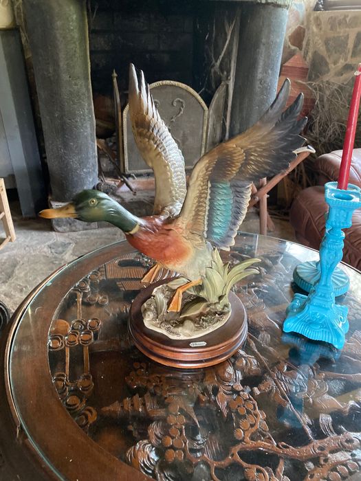 Grande Escultura Pato Real Capodimonte Assinada G. Armani 42 cm