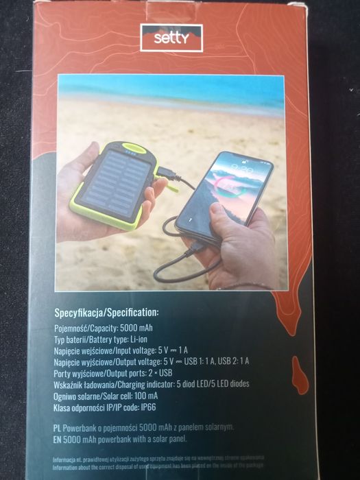 Powerbank solarny 5000mAh