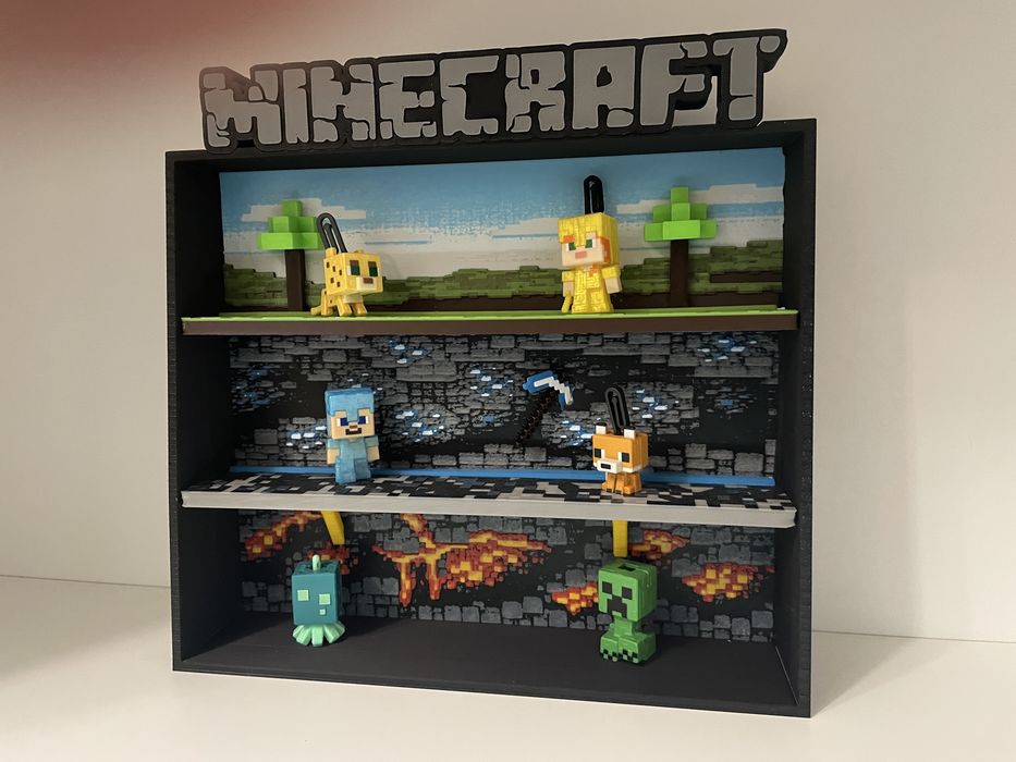 Полиця для фігурок Kinder Joy Minecraft з LED-підсвіткою на батарейках
