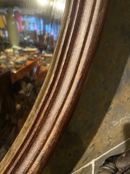Grande Espelho Biselado Madeira exótica de Sucupira Maciça 88 cm