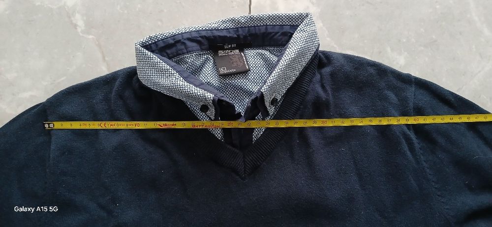 Granatowy męski swetr sweter z kołnierzykiem