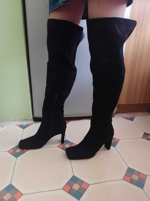 (40) Biznesowe Kozaki za kolano, muszkieterki z Londynu, NOWE