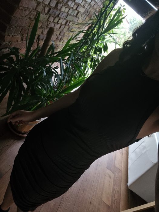 Brązowa prążkowana letnia sukienka r. S/M