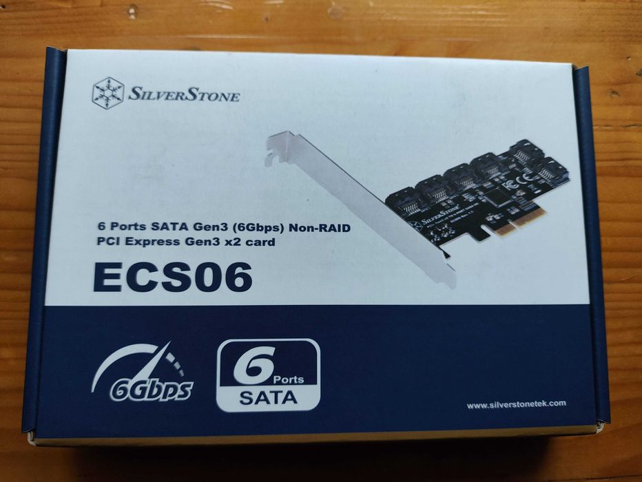 SilverStone ECS06 ASM1166 6x SATA PCIe контроллер для NAS / Unraid / Proxmox / TrueNAS
