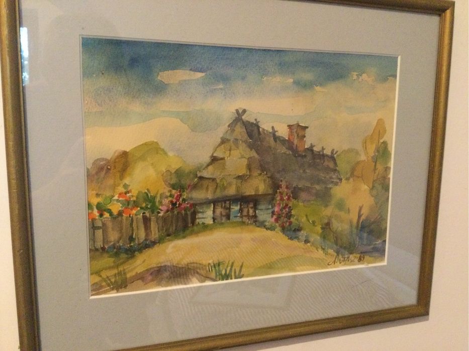 Stara chata,Kazimierz Dolny,Agata Stasz,1989 r,akwarela,grafika,obraz.