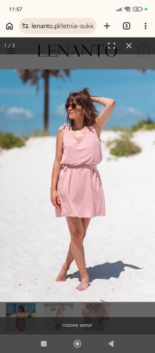 Letnia sukienka Samar pudrowy róż Lenanto