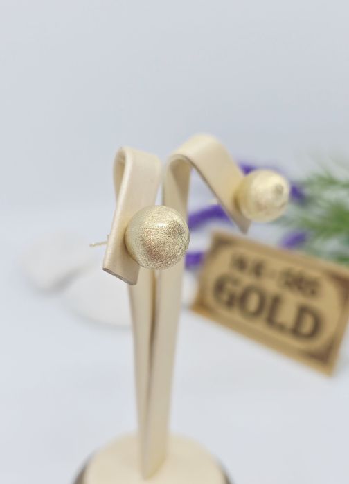 Złote kolczyki kulki satynowane próba 585 14k