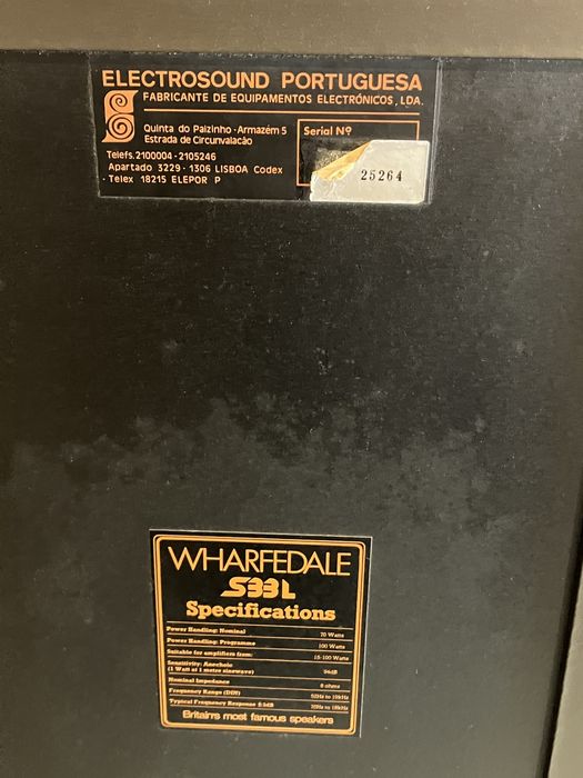 Colunas wharfedale S33L Vintage