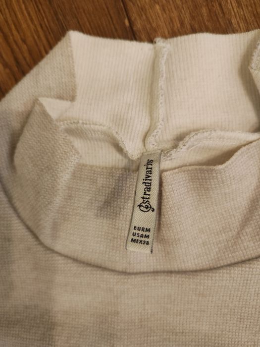 Sukienka Stradivarius r. 38 M midi, beżowa, bawełna, asymetryczna