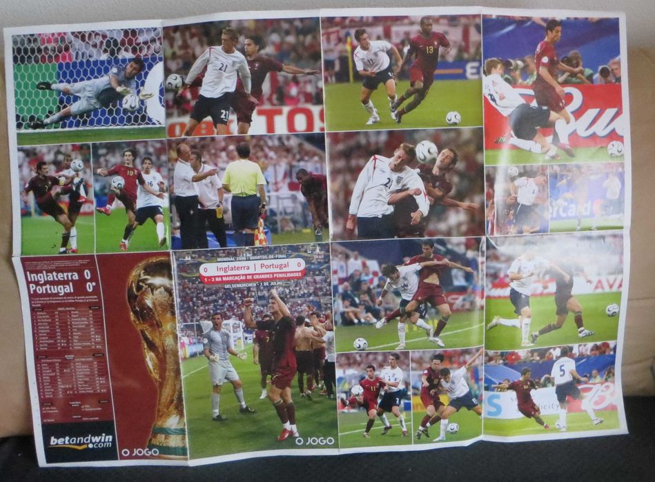 Poster Seleção Portuguesa Mundial 2006 - 1/4 Final com  17 fotos verso