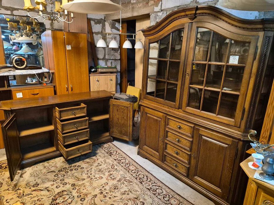 Meble dębowe komoda witryna meble dębowe komplet przecena !!
