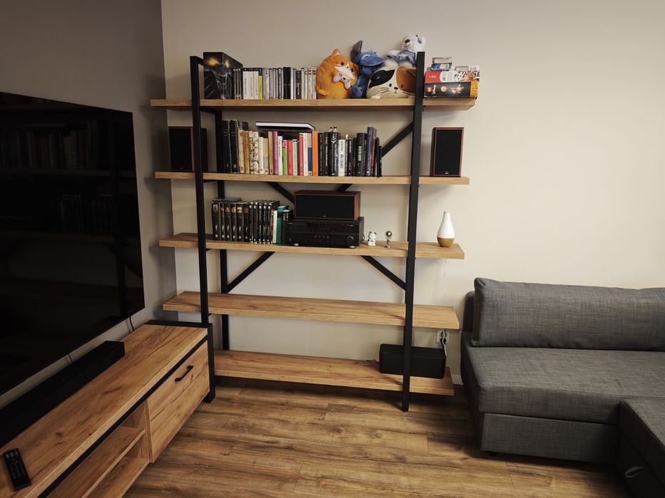 Regał loftowy industrialny – metal + drewno/plyta