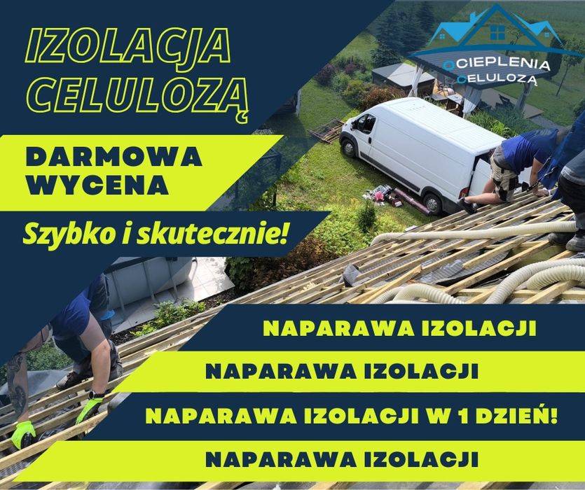 Naprawa dachu po kunie, wdmuchiwanie celulozy, docieplenia Pianka PUR