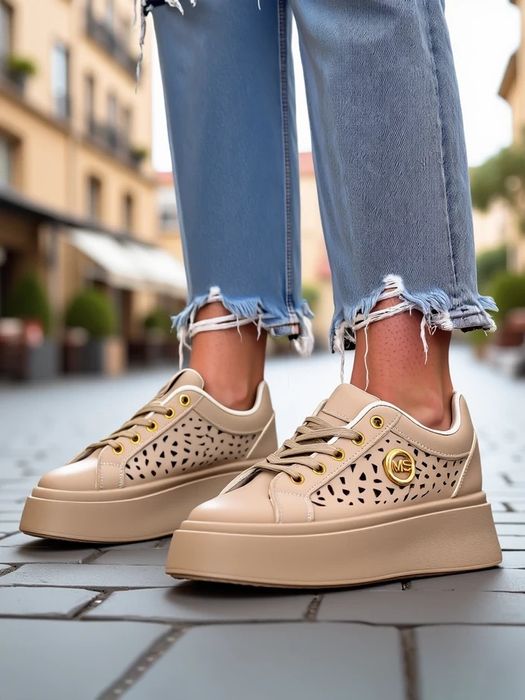 4 KOLORY 36 37 38 Sneakersy 39 40 41 trampki na platformie ażurowe MS