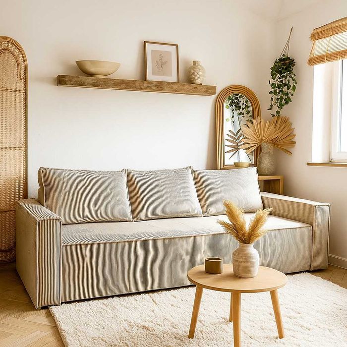 Sofa kanapa KENZO poso sztruks z funkcją spania i pojemnikiem