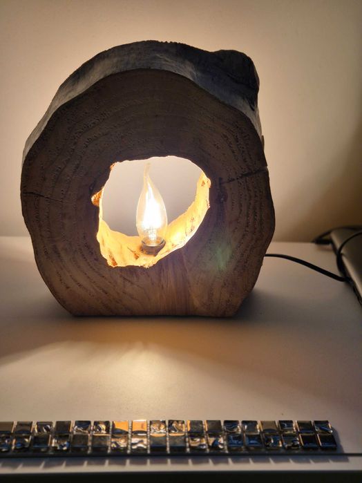 Lampka nocna drewniana handmade