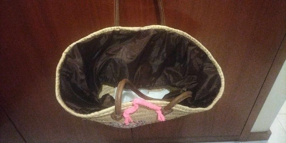 Cesta de praia alça em pele