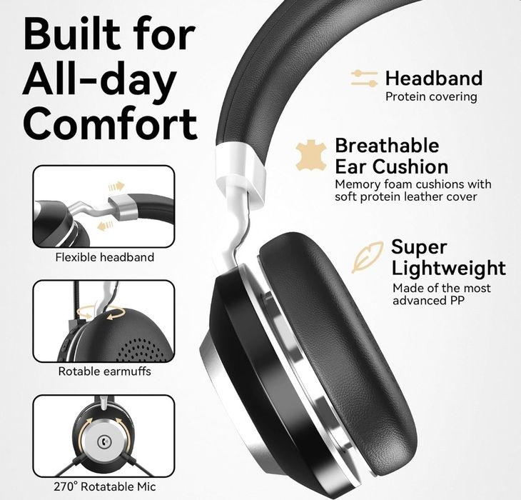 Гарнітура Wantek BT-88 Bluetooth 5.3 з шумопоглинанням, USB адаптером