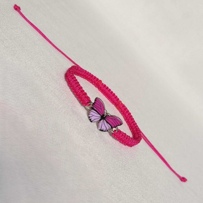 B475 Bransoletka Motyl makrama pleciona Handmade Rękodzieło