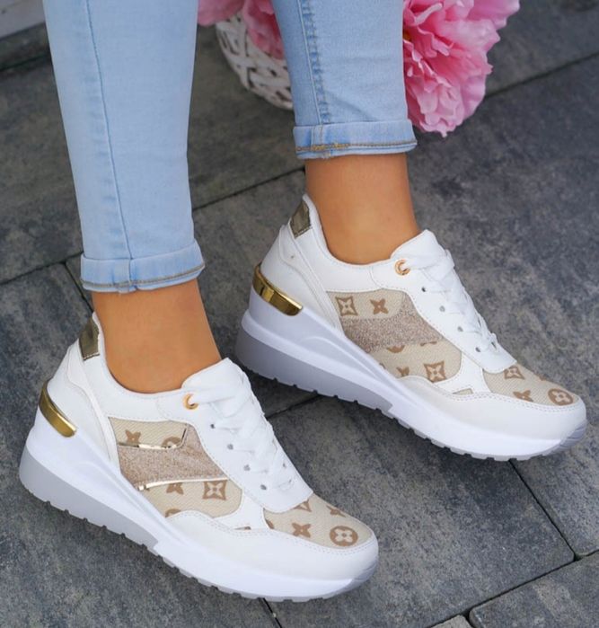 36 37 38 adidasy 39 40 41 na niskiej koturnie z printem LV Louis vuitt