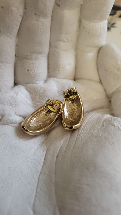 Kolczyki różowo złote z emalia vintage 80/90's