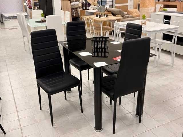 Mesa preta com 4 cadeiras - envio grátis