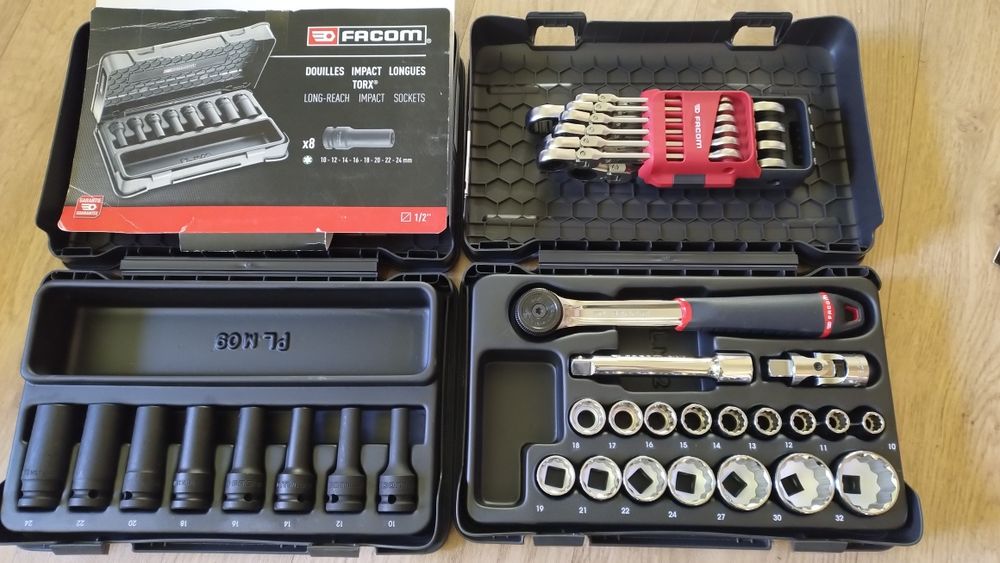 FACOM klucze udarowe Torx nasadki 1/2 cala. Płasko oczkowe