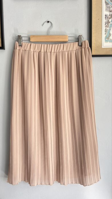 Спідниця zara пліссе бежева міді зі складками