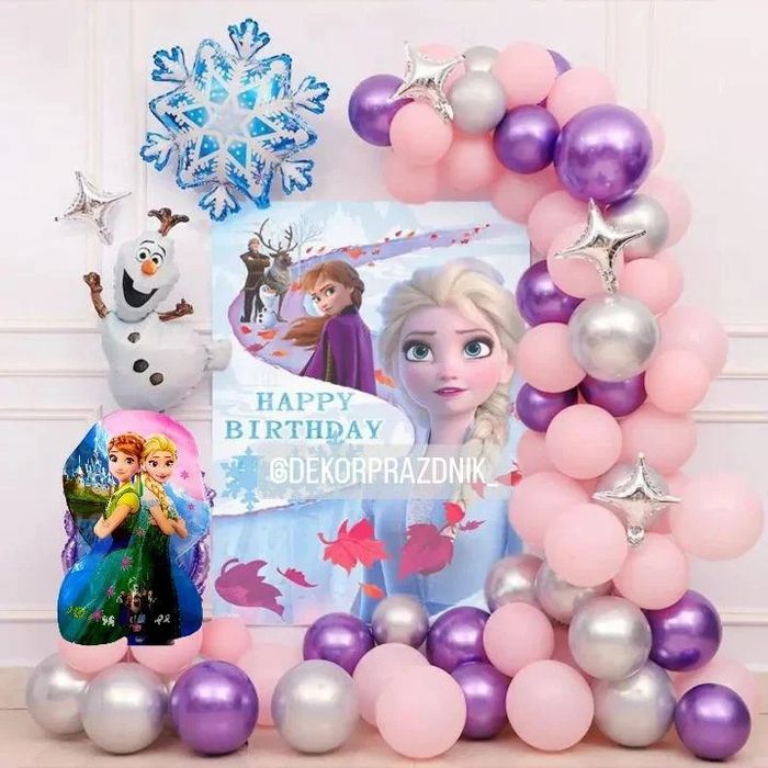 Фотозона холодное сердце Анна Эльза для девочки на день рождения годик