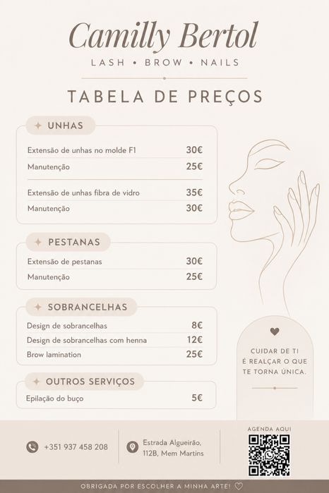 Pestanas, unhas, sobrancelhas