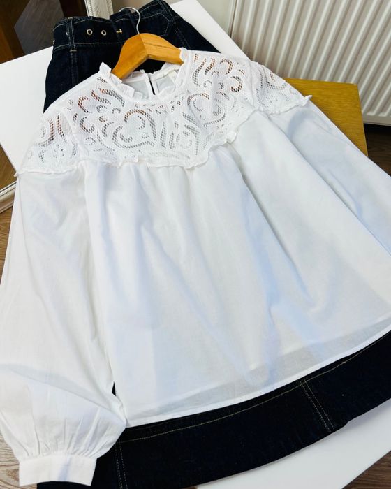 Блуза H&M з мереживом,вишита