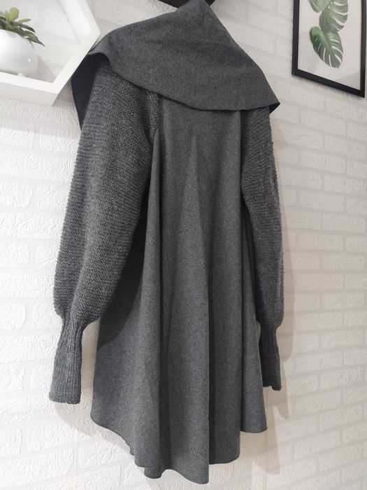 Świetna ciepła wełniana narzutka kardigan S M