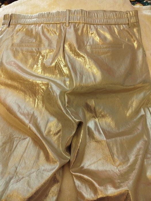 Spodnie wieczorowe złote, jak nowe, duży rozmiar.